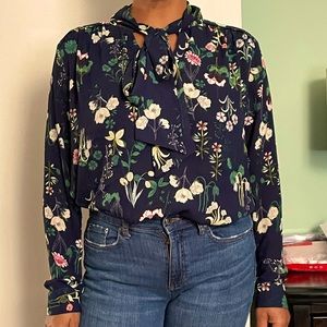 LOFT Floral Pussybow Blouse